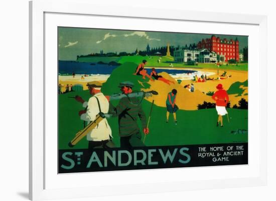 St. Andrews Vintage Poster - Europe-Lantern Press-Framed Premium Giclee Print