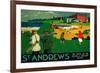 St. Andrews Vintage Poster - Europe-Lantern Press-Framed Premium Giclee Print