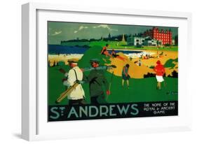 St. Andrews Vintage Poster - Europe-Lantern Press-Framed Art Print