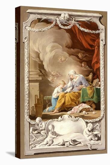 St Anne Revealing to the Virgin the Prophecy of Isaiah, c.1749-Noel Halle-Stretched Canvas