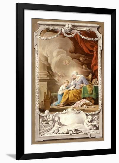 St Anne Revealing to the Virgin the Prophecy of Isaiah, c.1749-Noel Halle-Framed Giclee Print