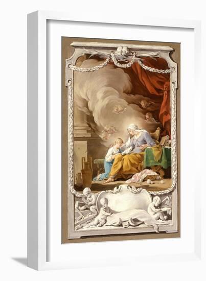 St Anne Revealing to the Virgin the Prophecy of Isaiah, c.1749-Noel Halle-Framed Giclee Print