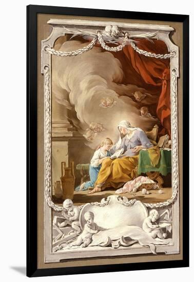 St Anne Revealing to the Virgin the Prophecy of Isaiah, c.1749-Noel Halle-Framed Giclee Print