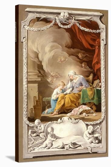 St Anne Revealing to the Virgin the Prophecy of Isaiah, c.1749-Noel Halle-Stretched Canvas