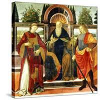 St Anthony Abbot on Throne Surrounded by Saints Leonardo and Giuliano-Domenico Ghirlandaio-Stretched Canvas