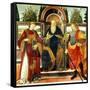 St Anthony Abbot on Throne Surrounded by Saints Leonardo and Giuliano-Domenico Ghirlandaio-Framed Stretched Canvas