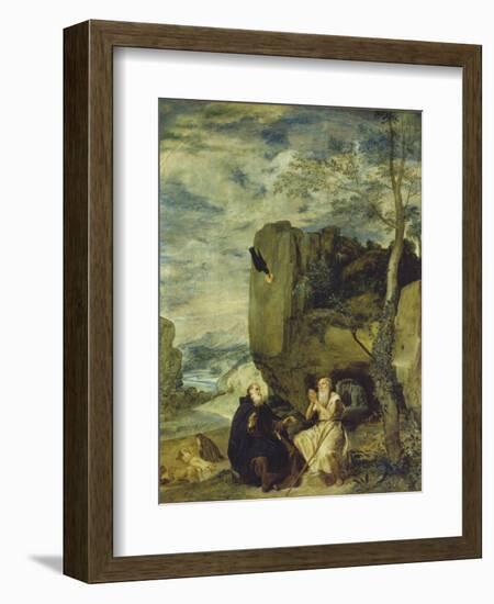 St, Anthony the Abbot and St, Paul the First Hermit, Ca. 1642-Diego Velazquez-Framed Giclee Print