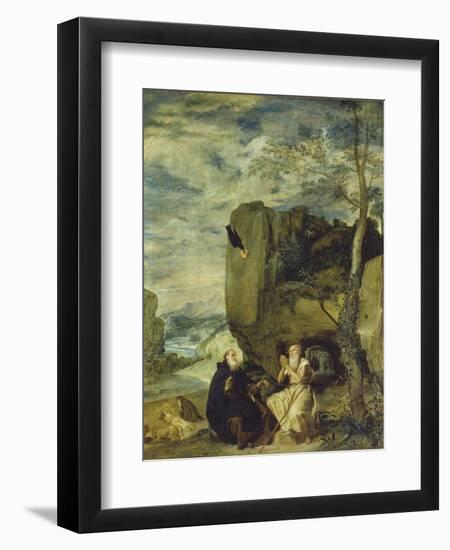 St, Anthony the Abbot and St, Paul the First Hermit, Ca. 1642-Diego Velazquez-Framed Giclee Print