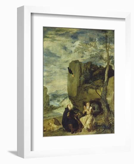 St, Anthony the Abbot and St, Paul the First Hermit, Ca. 1642-Diego Velazquez-Framed Giclee Print