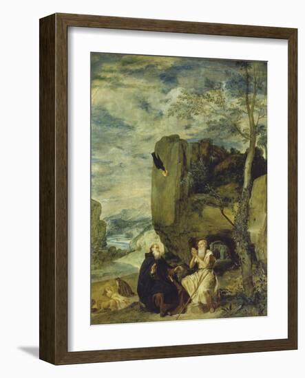 St, Anthony the Abbot and St, Paul the First Hermit, Ca. 1642-Diego Velazquez-Framed Giclee Print