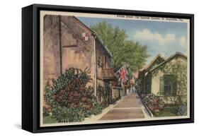 St. Augustine, FL - Aviles St. in Old Spanish Quarter-Lantern Press-Framed Stretched Canvas