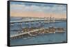 St. Augustine, FL - View of Bridge of Lions & Ocean-Lantern Press-Framed Stretched Canvas