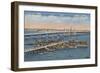 St. Augustine, FL - View of Bridge of Lions & Ocean-Lantern Press-Framed Art Print