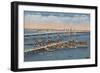 St. Augustine, FL - View of Bridge of Lions & Ocean-Lantern Press-Framed Art Print