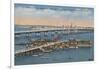 St. Augustine, FL - View of Bridge of Lions & Ocean-Lantern Press-Framed Art Print