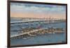 St. Augustine, FL - View of Bridge of Lions & Ocean-Lantern Press-Framed Art Print