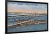 St. Augustine, FL - View of Bridge of Lions & Ocean-Lantern Press-Framed Art Print