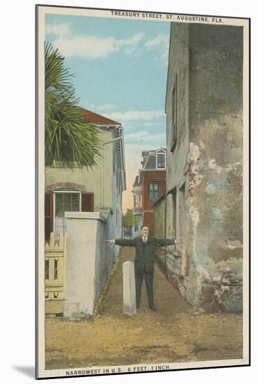 St. Augustine, FL - View of Treasury Street & Man-Lantern Press-Mounted Art Print