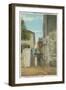 St. Augustine, FL - View of Treasury Street & Man-Lantern Press-Framed Art Print