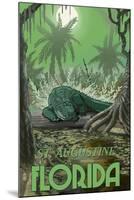 St. Augustine, Florida - Alligator in Swamp-Lantern Press-Mounted Art Print