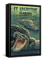 St. Augustine, Florida - Alligator Scene-Lantern Press-Framed Stretched Canvas