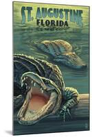 St. Augustine, Florida - Alligator Scene-Lantern Press-Mounted Art Print