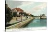 St. Augustine, Florida - Bay Street View of the Sea Wall-Lantern Press-Stretched Canvas