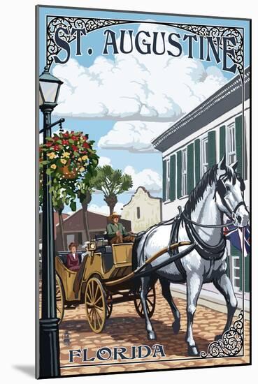 St. Augustine, Florida - Carriage Scene-Lantern Press-Mounted Art Print