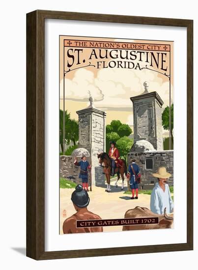 St. Augustine, Florida - City Gates-Lantern Press-Framed Art Print