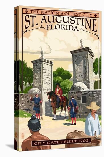 St. Augustine, Florida - City Gates-Lantern Press-Stretched Canvas