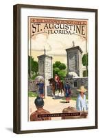 St. Augustine, Florida - City Gates-Lantern Press-Framed Art Print