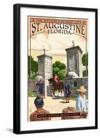 St. Augustine, Florida - City Gates-Lantern Press-Framed Art Print