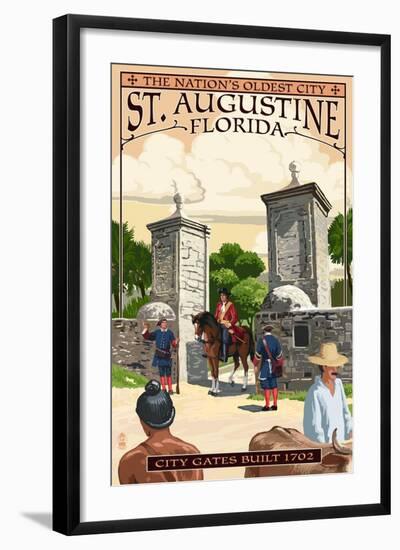 St. Augustine, Florida - City Gates-Lantern Press-Framed Art Print