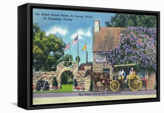 St. Augustine, Florida, Exterior View of the Oldest Schoolhouse, St. George Street-Lantern Press-Framed Stretched Canvas