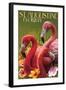 St. Augustine, Florida - Flamingos-Lantern Press-Framed Art Print