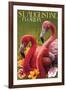 St. Augustine, Florida - Flamingos-Lantern Press-Framed Art Print