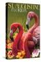 St. Augustine, Florida - Flamingos-Lantern Press-Stretched Canvas