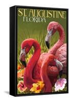 St. Augustine, Florida - Flamingos-Lantern Press-Framed Stretched Canvas