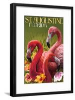 St. Augustine, Florida - Flamingos-Lantern Press-Framed Art Print