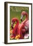 St. Augustine, Florida - Flamingos-Lantern Press-Framed Art Print