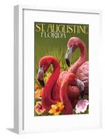 St. Augustine, Florida - Flamingos-Lantern Press-Framed Art Print