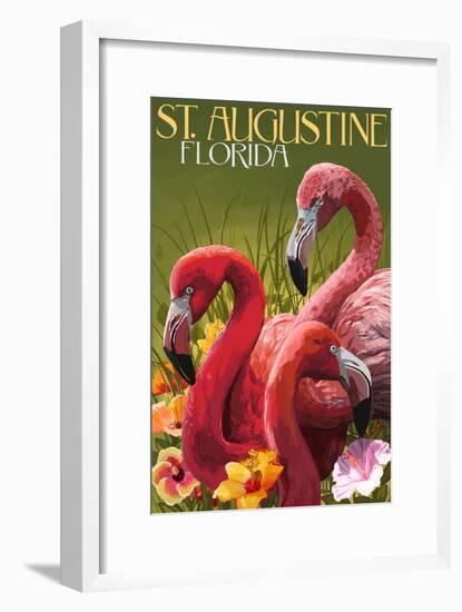 St. Augustine, Florida - Flamingos-Lantern Press-Framed Art Print