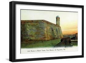 St. Augustine, Florida - Fort Marion Mortar and Watchtower-Lantern Press-Framed Art Print