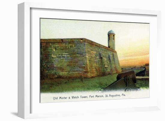 St. Augustine, Florida - Fort Marion Mortar and Watchtower-Lantern Press-Framed Art Print