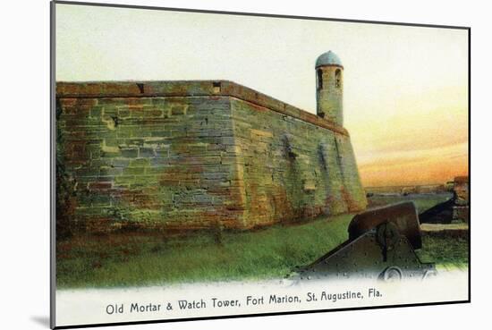 St. Augustine, Florida - Fort Marion Mortar and Watchtower-Lantern Press-Mounted Art Print