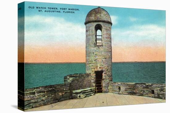 St. Augustine, Florida - Fort Marion Old Watchtower Scene-Lantern Press-Stretched Canvas