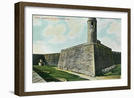 St. Augustine, Florida - Fort Marion Scene-Lantern Press-Framed Art Print