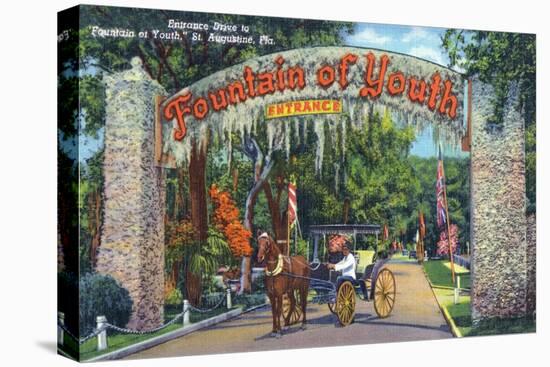 St. Augustine, Florida - Fountain of Youth Entrance Scene-Lantern Press-Stretched Canvas