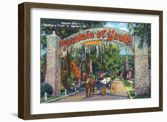 St. Augustine, Florida - Fountain of Youth Entrance Scene-Lantern Press-Framed Art Print