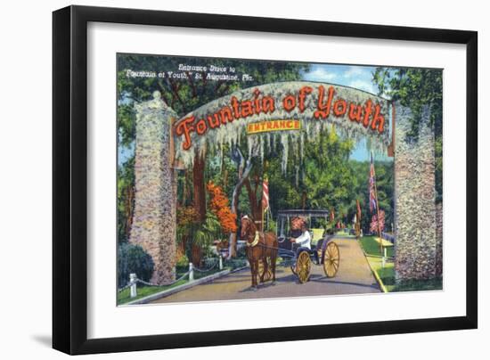 St. Augustine, Florida - Fountain of Youth Entrance Scene-Lantern Press-Framed Art Print